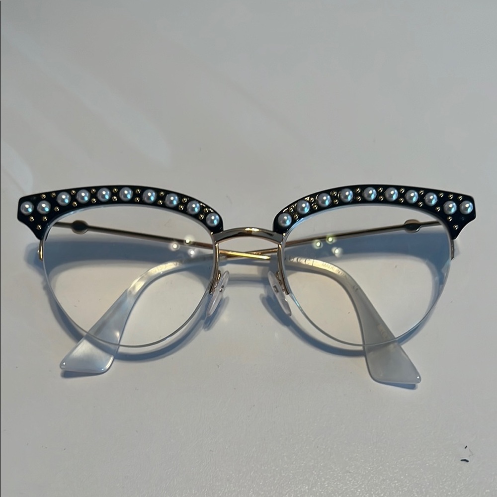 Gucci Black and Gold Cat-Eye Glasses